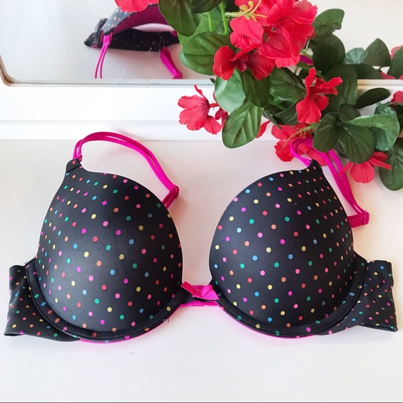 Victoria's Secret Other - Victoria’s Secret Bra Push-Up Polka Dots Black 34B